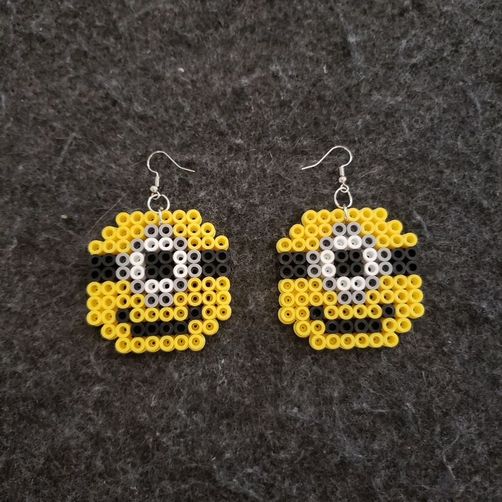 Handmade Perler Minions bah bah Earrings